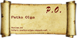 Petko Olga névjegykártya