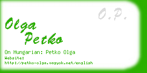 olga petko business card